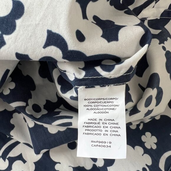 NWT Marc Jacobs Navy & White Floral Button Front Ruffled Collar Shirt Size 6 - Picture 9 of 10